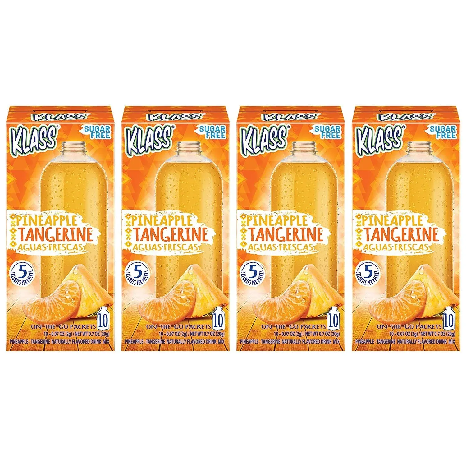 Drink Mix Pineapple Tangerine | Klass Aguas Frescas | Sugar Free! (Pack of 4, 40 Count Powder Stick Packs) Shake It Up! The New Way to Drink Aguas