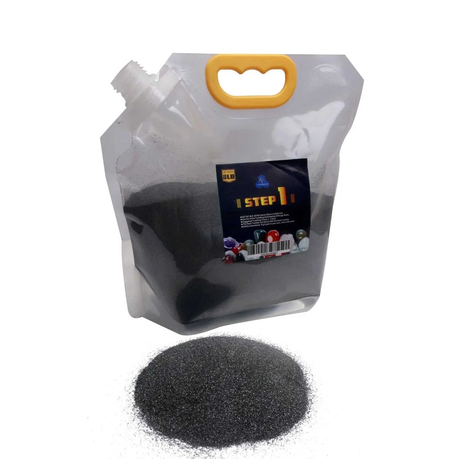 Rock Tumbler Grit, Rock Polishing Grit Media, Works with Any Rock Tumbler, Rock Polisher, Stone Polisher (STEP1-8LBS)