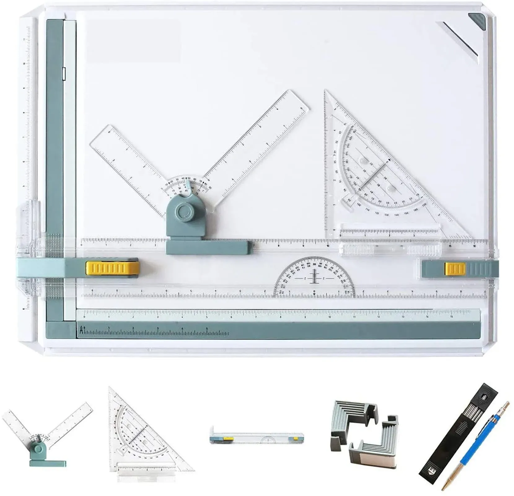 Frylr Inch A3 Drawing Board Drafting Table Multifunctional Drawing Board Table with Clear Rule Parallel Motion and Angle Adjustable Measuring System