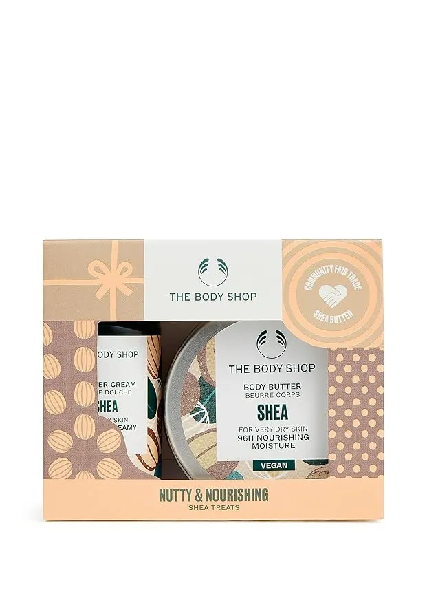 The Body Shop Nutty & Nourishing Shea Treats Body Care Holiday Gift Set, Vegan, 2-Piece Set