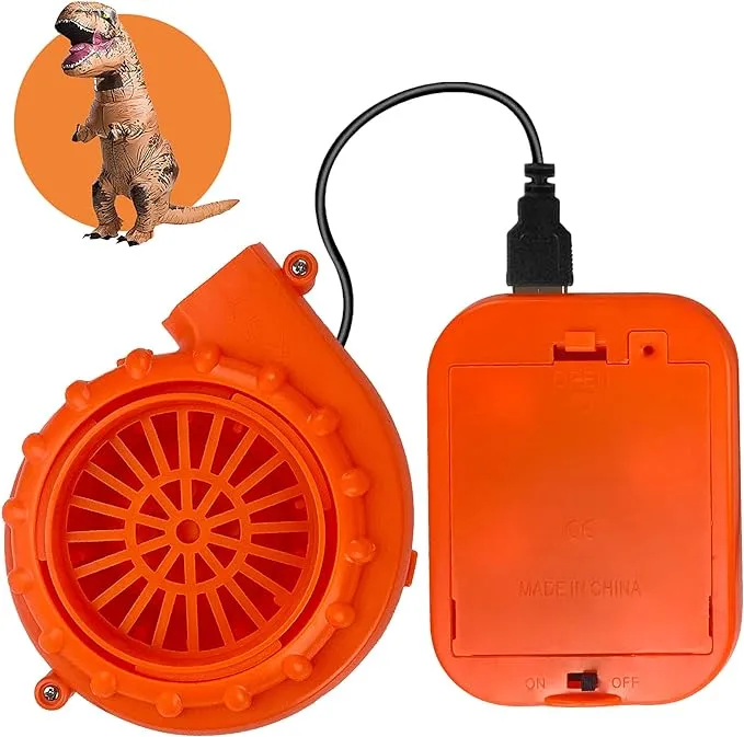 Mini Blower Fan for Dinosaur Costume or Doll Mascot Head or Other Inflatable Game Clothing Suits, Orange