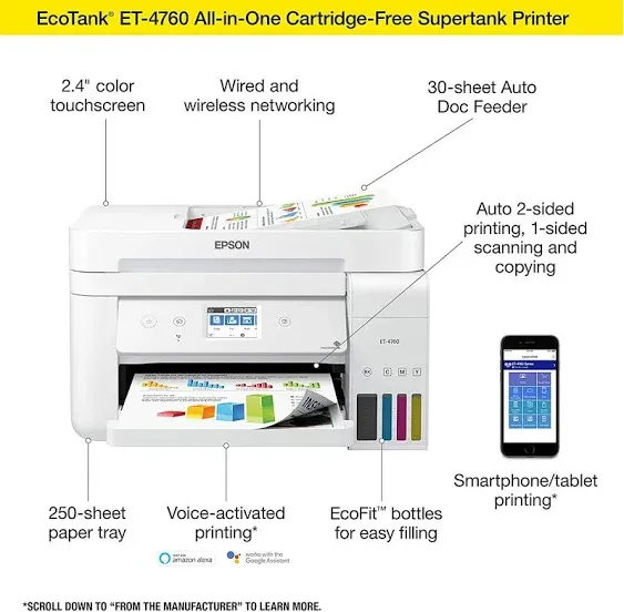 Epson EcoTank ET-4760 All-in-One Supertank Printer (Black)