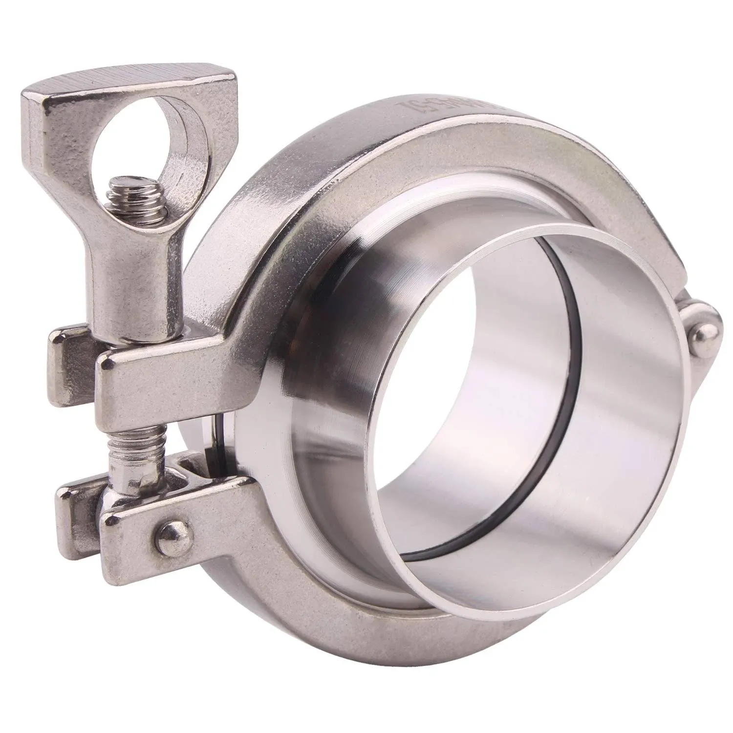 DERNORD Stainless Steel Tri-clamp (Tri-clover Clamp) + 2 Pcs SUS304 Sanitary Pipe Weld Ferrule + FKM Gasket (2 Inch)