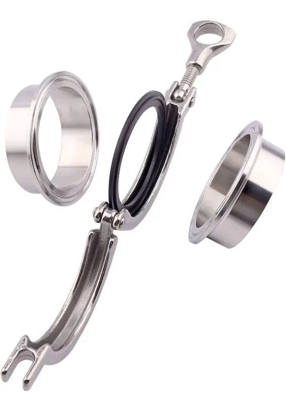 DERNORD Stainless Steel Tri-clamp (Tri-clover Clamp) + 2 Pcs SUS304 Sanitary Pipe Weld Ferrule + FKM Gasket (2.5 Inch)