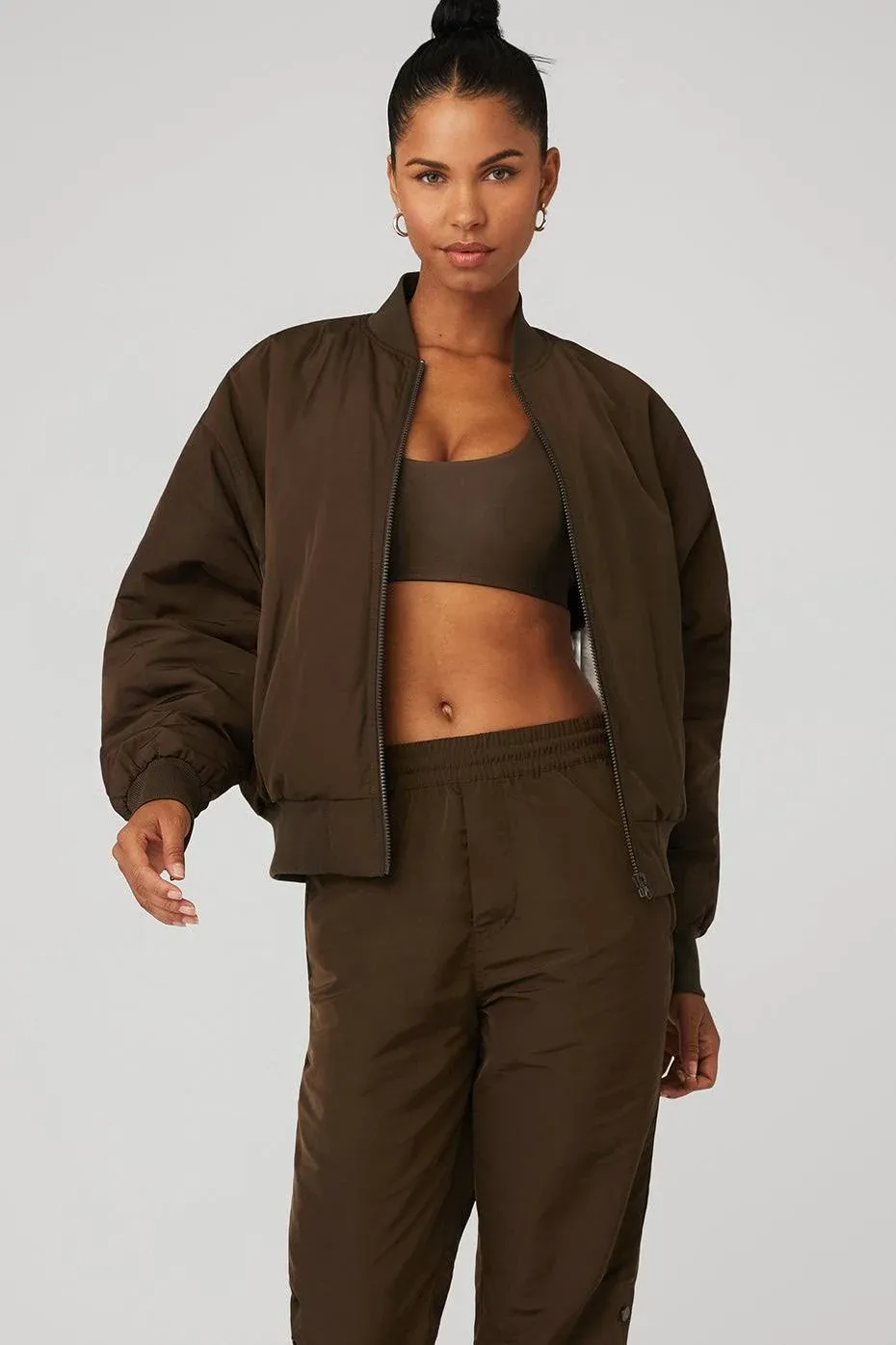 Alo Yoga Faux Fur Urbanite Bomber Espresso/Ivory S