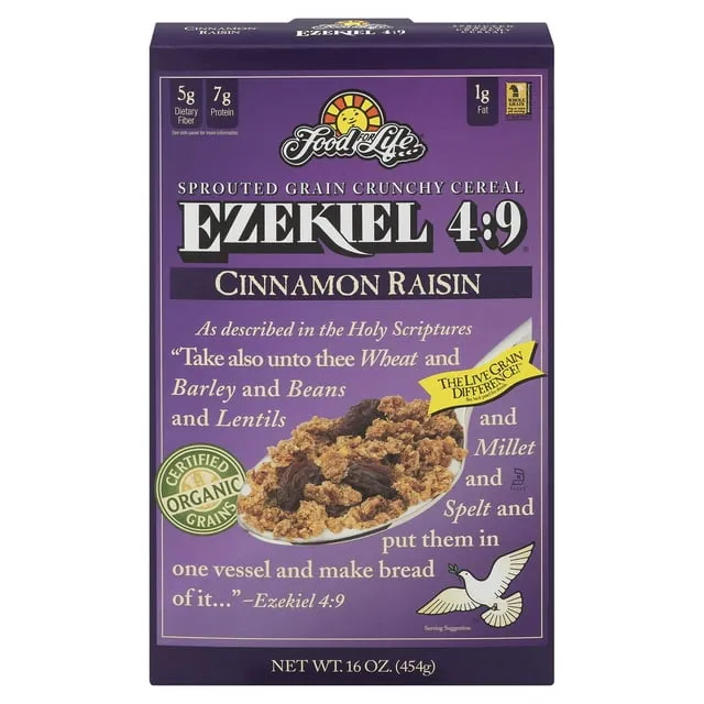 Food For Life® 257C6, Ezekiel 4:9® Sprouted Grain Cinnamonamon Raisin Cereal 16 Ounce,  Case of 6