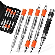 HORUSDY 5-Piece Multitool Nail Setter Set, Heavy Duty Automatic Center Punch, Dual Head Nail Set, Dual Head Center Punch, Hammerless Cold Chisel, Hinge Pin Remover Punch