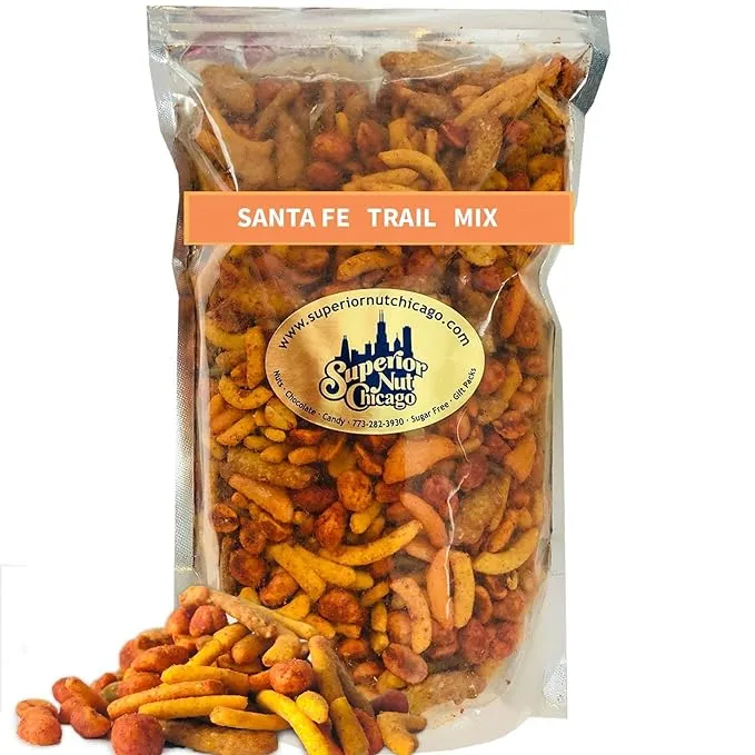 Santa Fe Trail Mix - Spicy Mix - Hot Spicy Peanuts, Hot Cajun Corn Sticks, Sesame Sticks, Chili Crescents, Toasted Corn, and Pumpkin Kernels 1.5 Poun