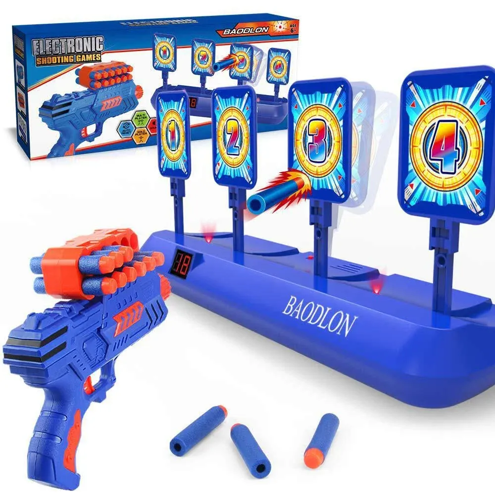 BAODLON Digital Shooting Targets with Foam Dart Toy Gun, Electronic Scoring Auto Reset 4 Targets Toys, Fun Toys for Age of 5, 6, 7, 8, 9, 10+ Years