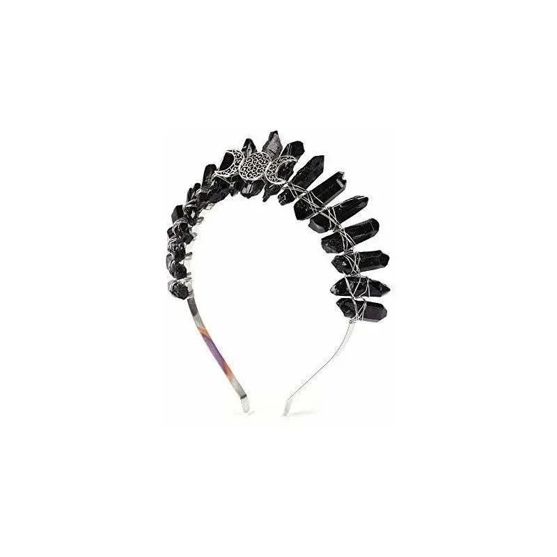 Bubbmi Women's Raw Crystal Tiara Crown Headband