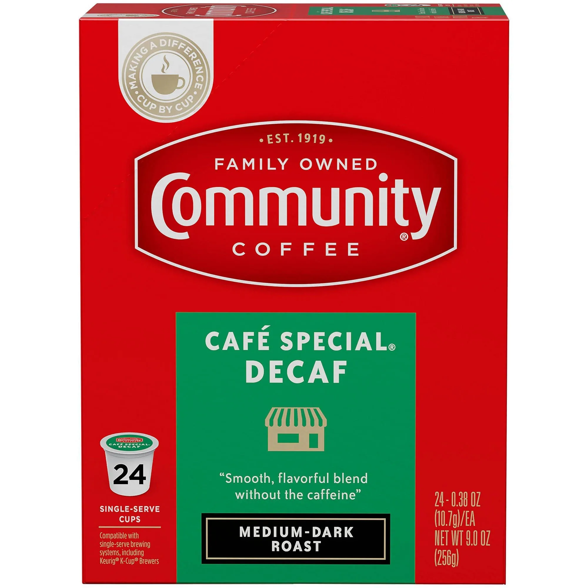 Community Coffee Cafe Special Decaf K-Cup, 24/Box