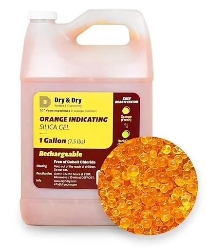 &#034;Dry &amp; Dry&#034; 7.5 LBS Premium Orange Indicating Silica Gel Desiccant Beads(In...