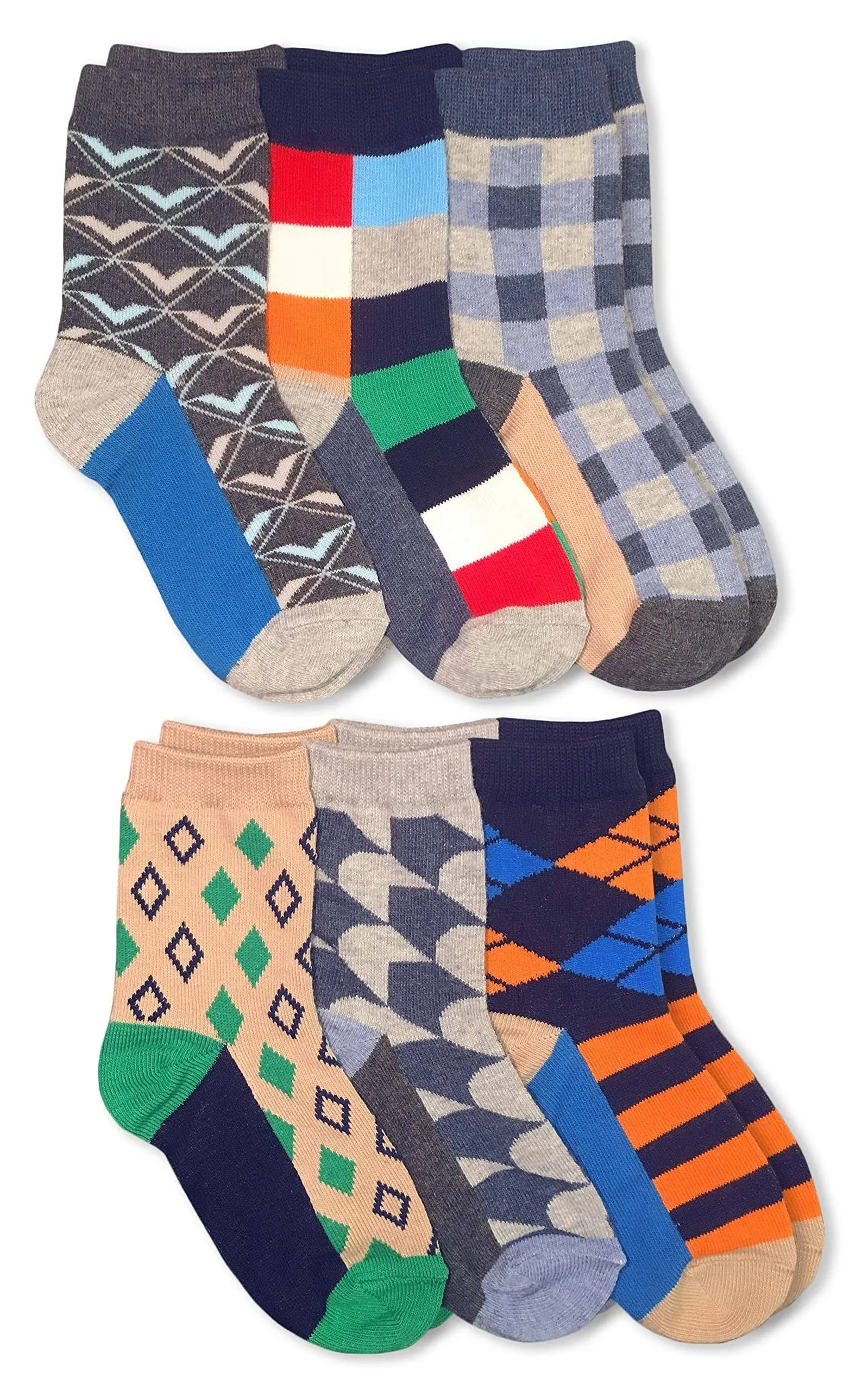 Jefferies Socks Boys' Little Fun Colorful Dress Crew Socks 6 Pair Pack