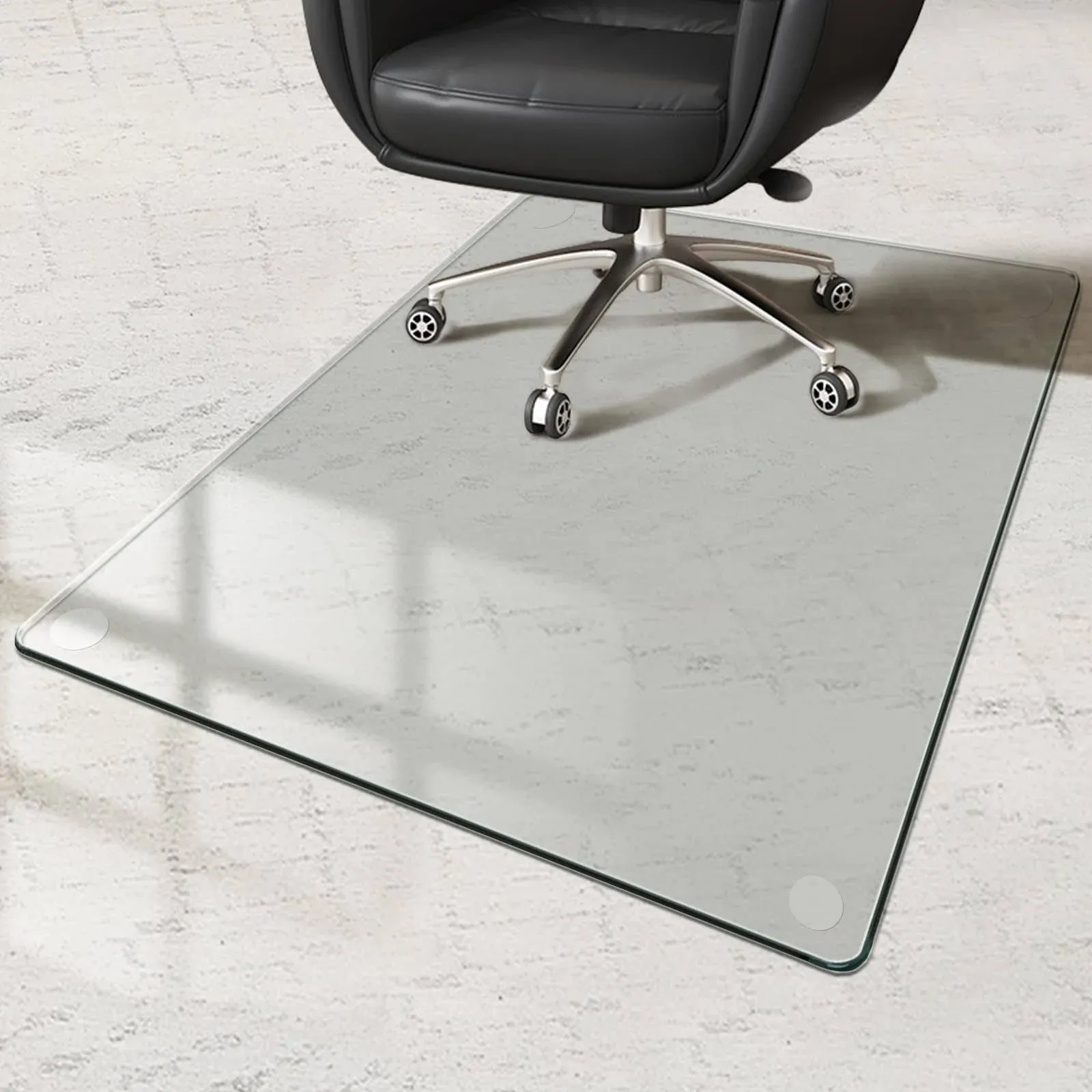 TEAKMAMA 36" x 46" Office Chair Mat Tempered Glass Chair Mat, Highly Transparent Floor Mat, 1/5" Thick Office Chair Mat, Office Chair Mat for Carpet