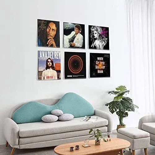 Acrylic Record Holder, Clear Wall Mount Album Shelf and LP Display Rack for Reco