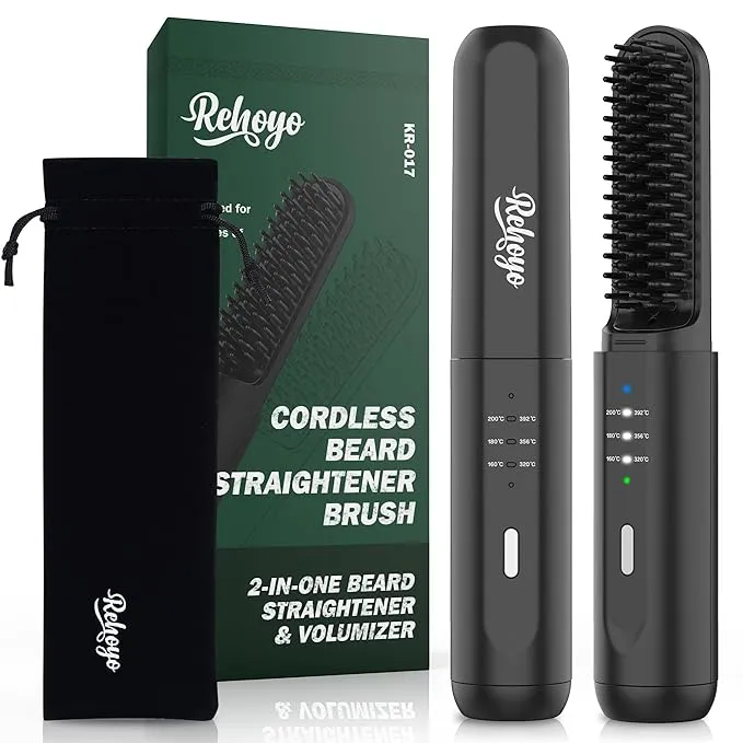 Beard Straightener for Men Portable Cordless Hair Straightener, Anti-Scald