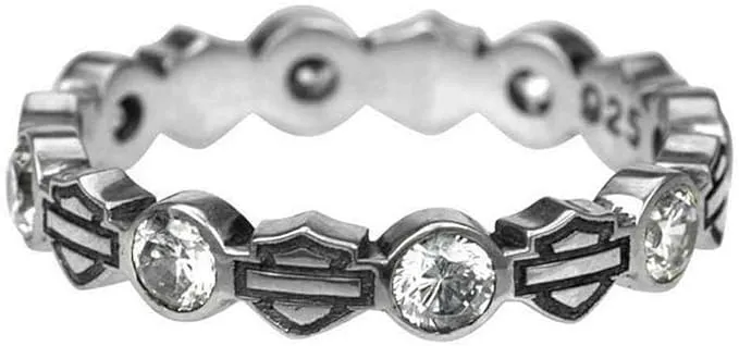 Harley-Davidso<wbr/>n Women&#039;s Ring, Stacking Bar &amp; Shield Rhinestone Ring HDR0170