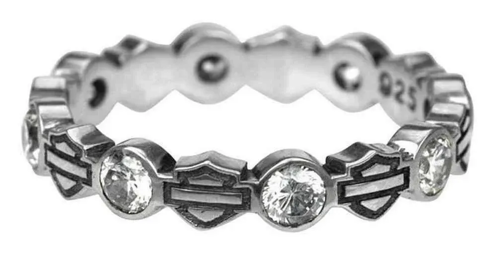 Harley-Davidso<wbr/>n Women&#039;s Ring, Stacking Bar &amp; Shield Rhinestone Ring HDR0170