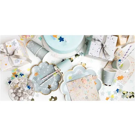 100 Pcs Blue Flower Paper Plates Disposable Serving Tray Blue and White Decorative Plates Blue Chinoiserie Vintage Flower Dessert Plates for Wedding Birthday Tea Party Bridal Shower (Classic)