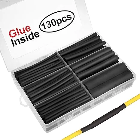 130 Pcs 3 1 Dual Wall Adhesive Heat Shrink Tubing Kit 6 Sizes Dia 1/2 3/8 1/4