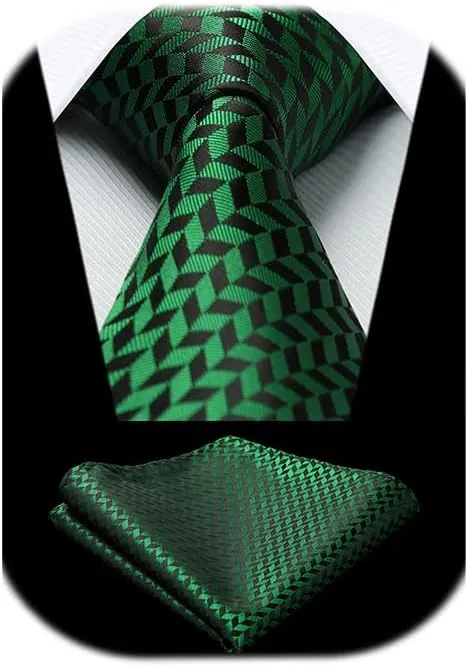 HISDERN Mens Ties Striped Ties for Men Formal Tie and Pocket Square Set Necktie 