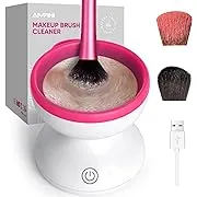 Electric Makeup Brush Cleaner Machine - Alyfini Portable Automatic USB Cosmetic Brush Cleaner Tools for All Size Beauty Makeup Brushes Set (Black)