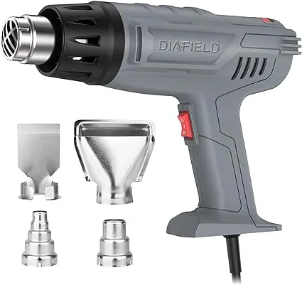 DIAFIELD 1850W Heat Gun Variable Temperature Settings Normal Size, Grey 