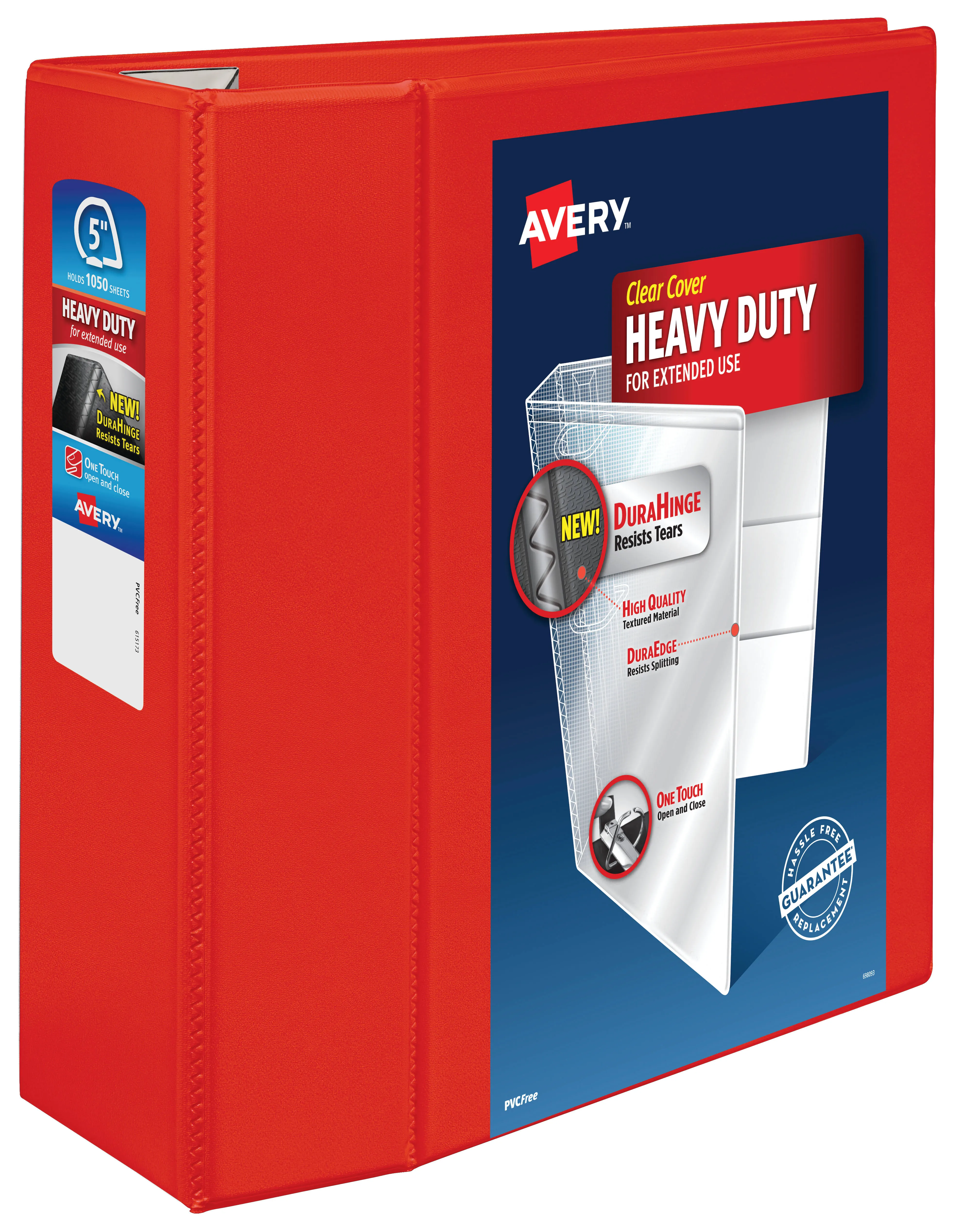 Avery Heavy-Duty View Binder, 5 inch, 1 Red Binder (79327)