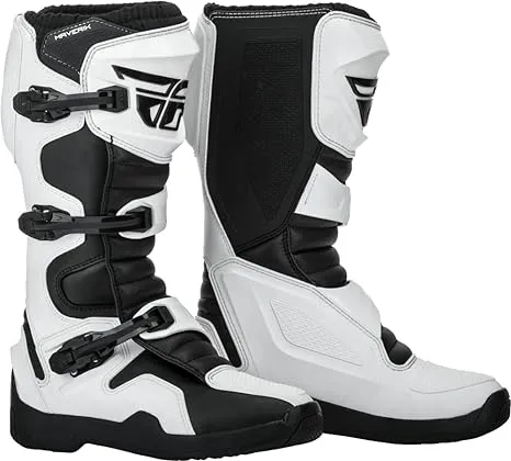 FLY Racing Adult Maverik Motocross Boots (White/Black, US 14)