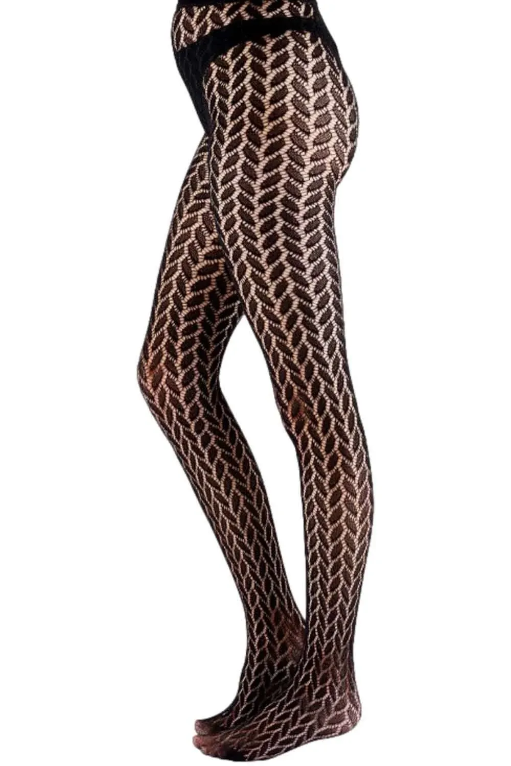 Pretty Polly Leaf Net Pattern Tights One Size Black - Npayk7, Women's