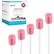 300 Pcs Oral Swabs-Unflavored & Sterile Disposable Dental Swabsticks for Mouth Cleaning- Individually Wrapped (Blossom Pink)