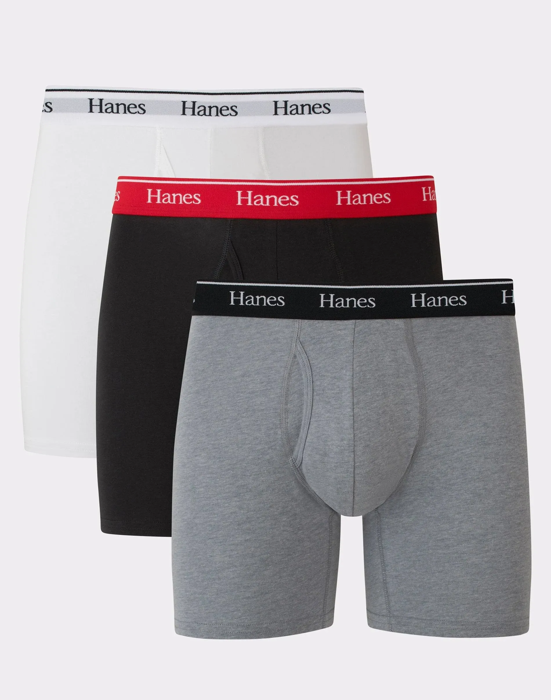 Hanes Originals Men's Boxer Briefs, Moisture-Wicking Stretch Cotton, 3-Pack