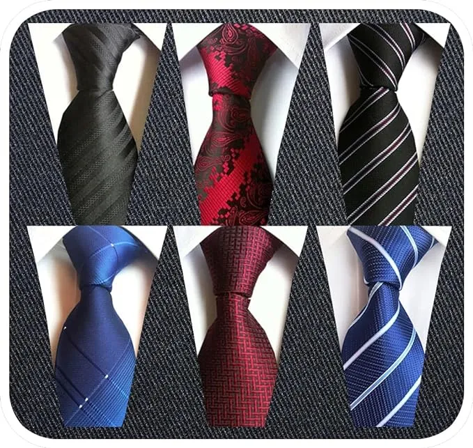 Adulove Men's Necktie Classic Silk Tie Woven Jacquard Neck Ties 6 PCS