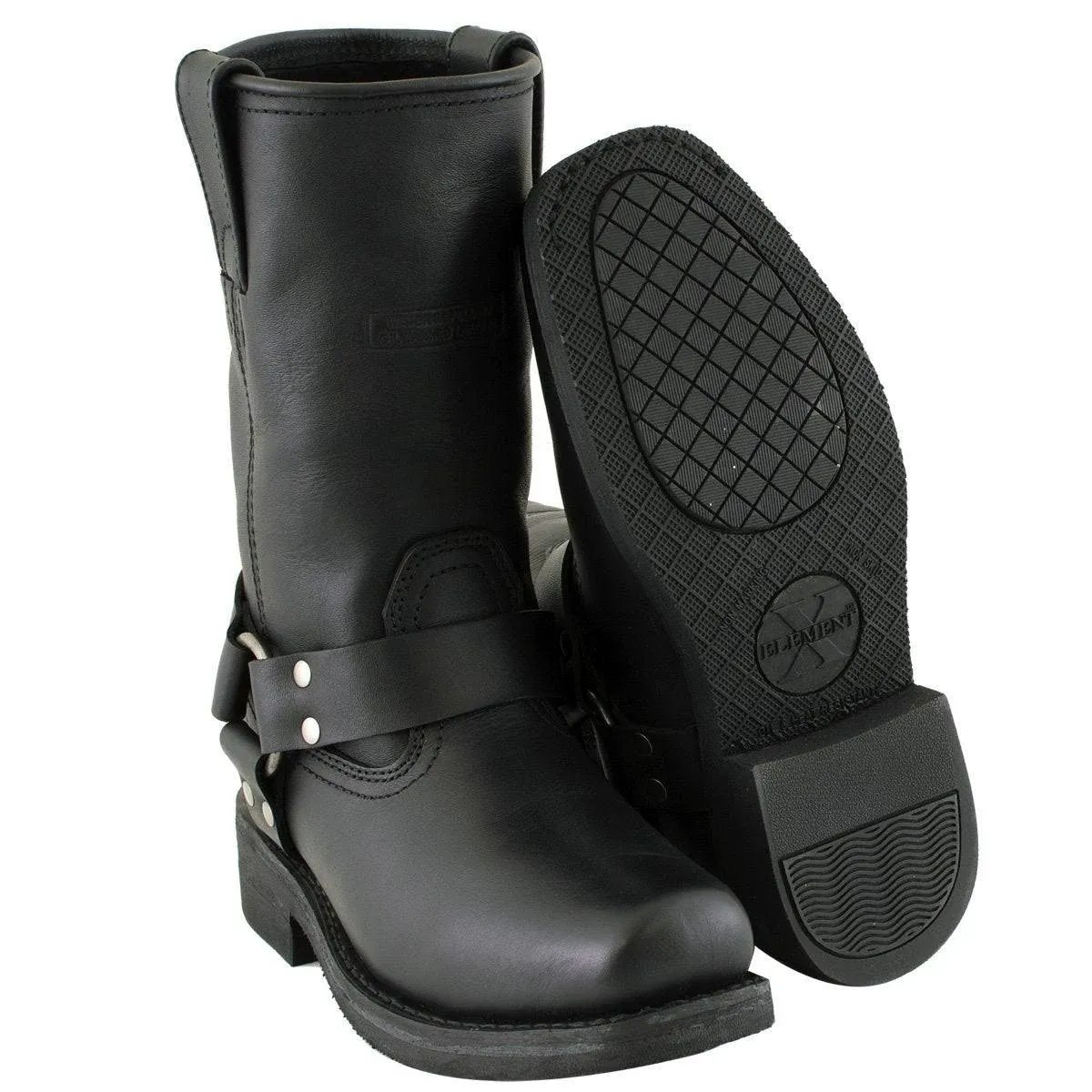 Xelement 2442 'Classic' Women's Black Full Grain Leather Harness Motorcycle Boots - Black / 9