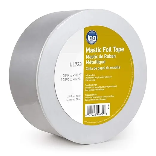 IPG - UL 723 Mastic Foil Tape, 1.88&#034; × 100 ft , -20 Deg. F - 180Deg.F (Per Roll)