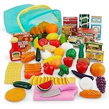 Realistic Pretend Play Food Set W/ Storage Container (79 Pcs)