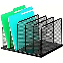 Kuntine.B Desk File Organizer 5 Upright Mesh Desktop Organizer Durable File Sorter Office Organization File Holder for Home, Office & Classroom