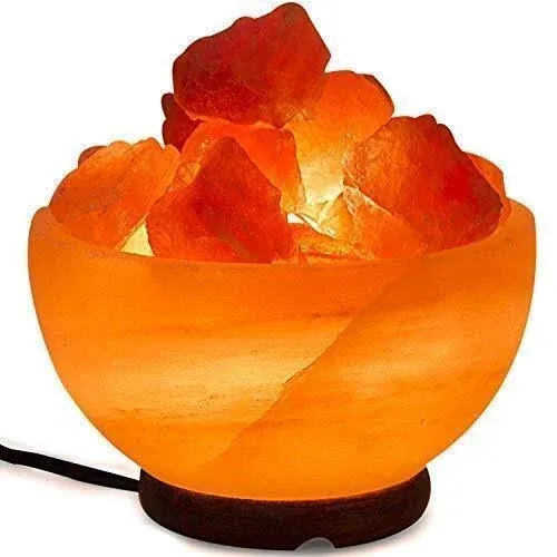 Himalayan Salt Lamp Bowl With Natural Crystal Chunks, Dimmer Cord And