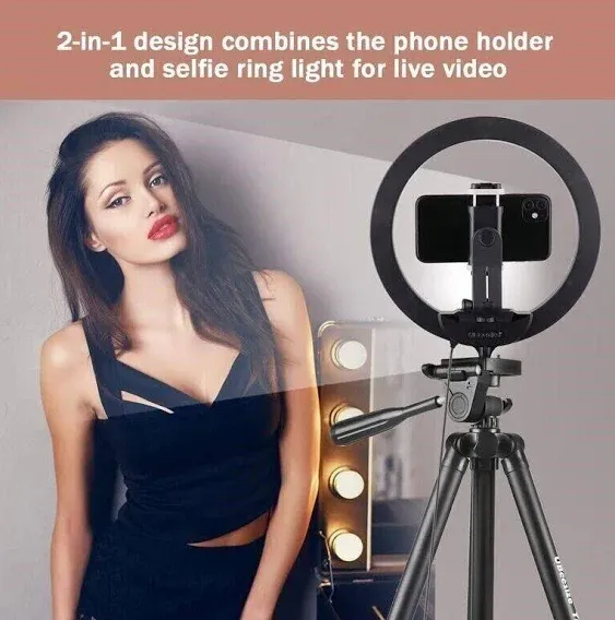 UBeesize, 10&#034; Selfie Ring Light with 50&#034; Extendable Tripod Stand &amp; Phone Holder