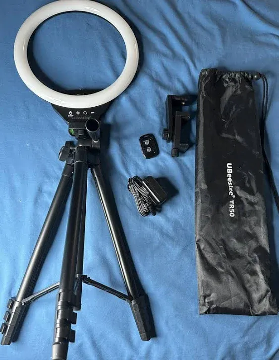 UBeesize 10&#034; Ring Light with 50&#034; Extendable Tripod Stand &amp; Phone Holder, NEW