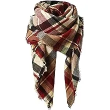 American Trends Womens Fall Winter Scarf Plaid Tassel Soft Warm Blanket Scarves Womens Shawl Wraps