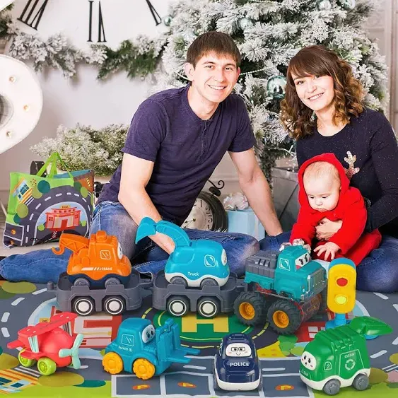 Baby Truck Car Toys with Tractor-Trailor and Playmat/Storage Bag|1st Birthday