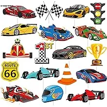 36Pcs Race Car Cupcake Toppers Racing Car Birthday Decorations for Race Car Birthday Party Favors Let's Go Racing Party Racing Car Baby Shower Supplies