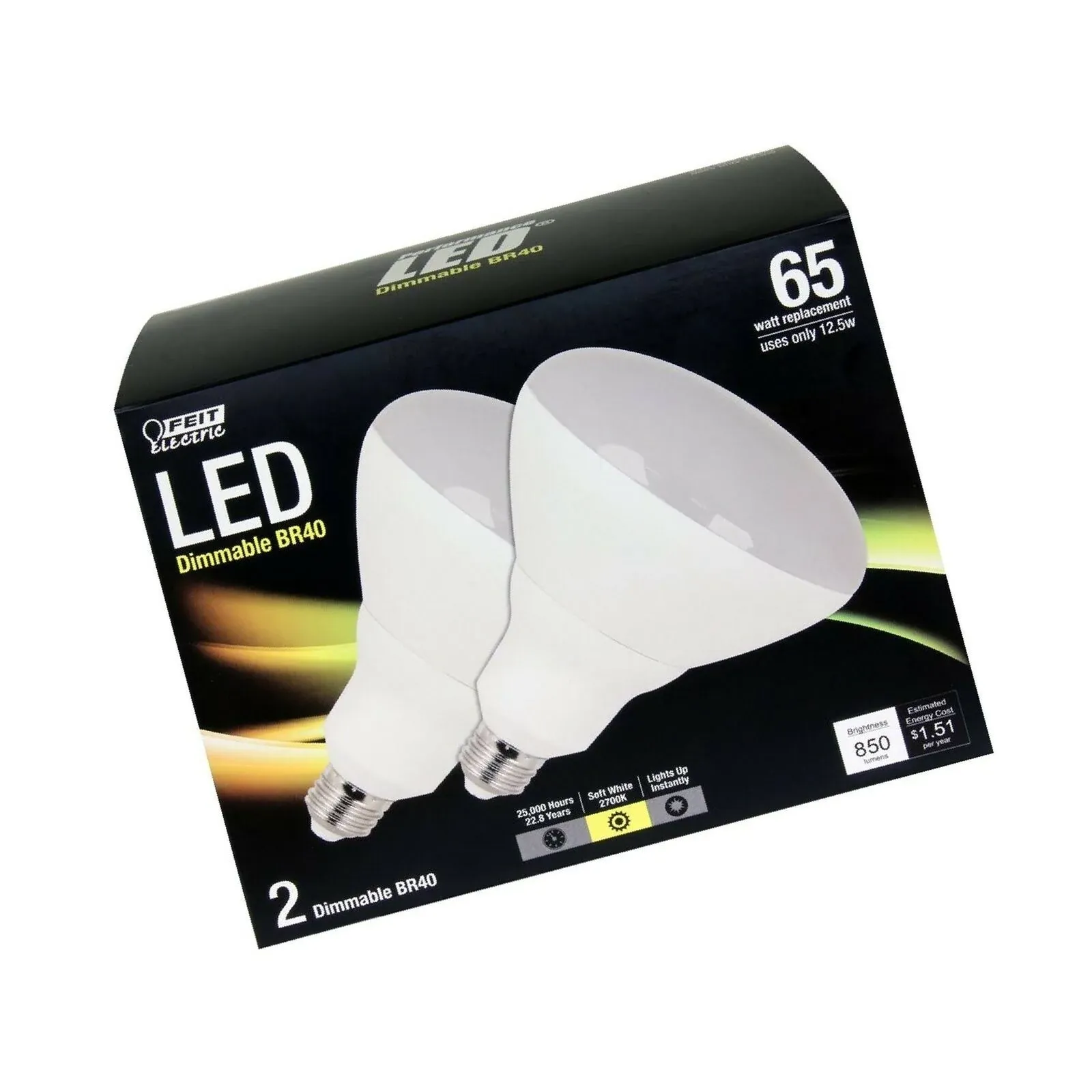 NOS! (2) FEIT ELECTRIC DIMMABLE LED FLOOD BULBS, 75W, BR40, BR40DM75/LED/2