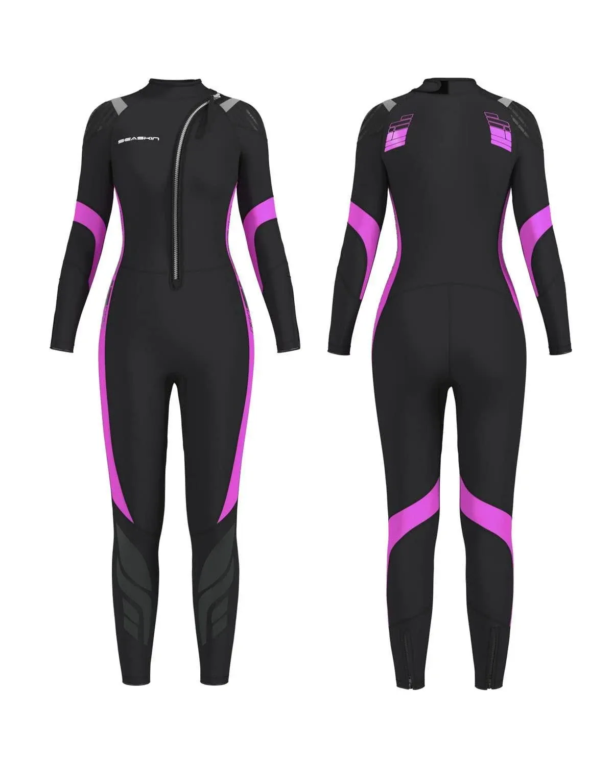 Seaskin Wetsuit Women 3mm Neoprene Full Body Diving Suits Front Zip Wetsuit for ...