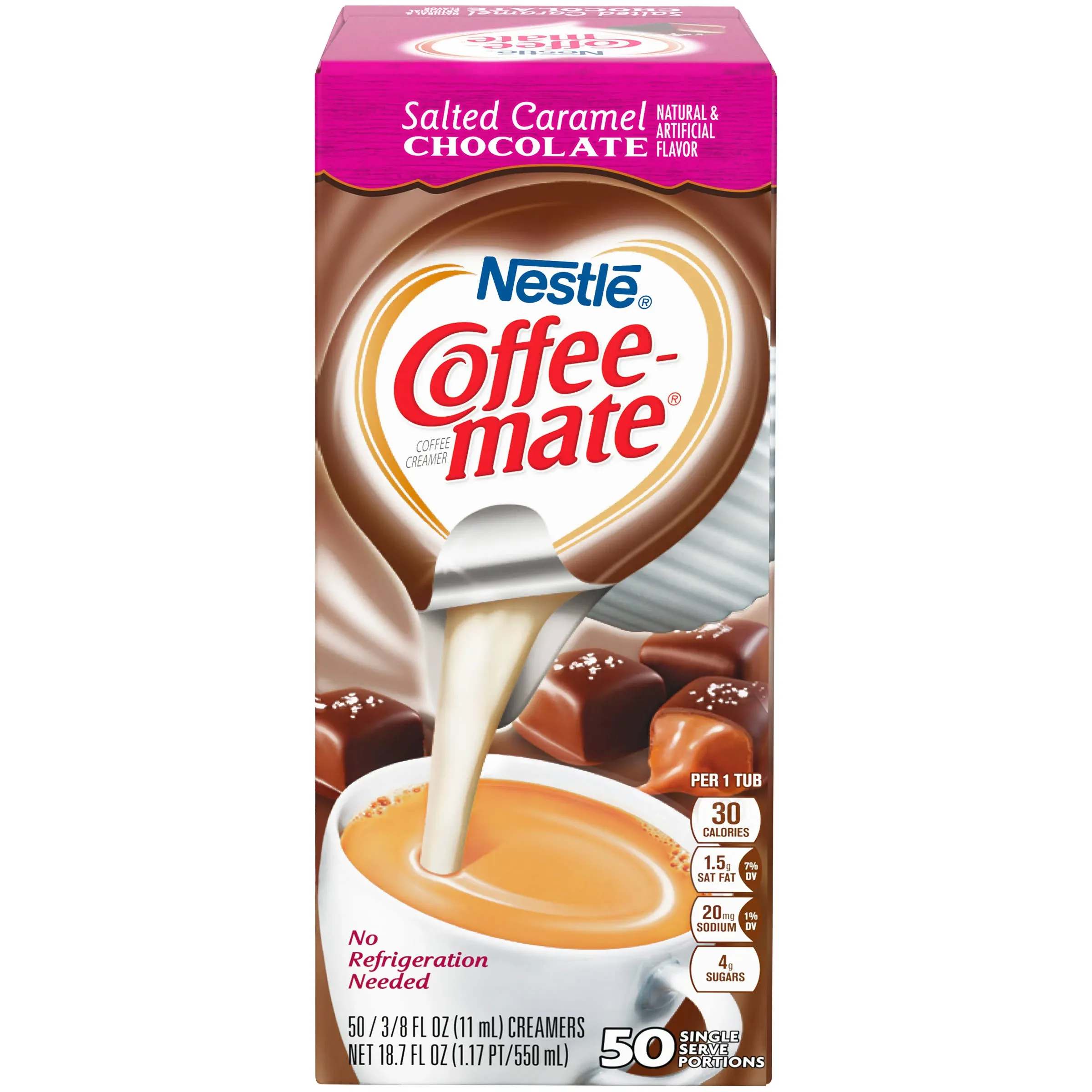 Nestle Coffee mate Coffee Creamer, Salted Caramel Chocolate, Liquid Creamer Singles, Non Dairy, No Refrigeration, 0.375 fl oz Tubs (Pack of 200)