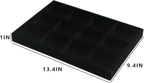 2PC Black Velvet Stackable 12 Grids Jewelry Organizer Tray Bracelet Display Stan