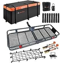 1autodepot 60 x 24 x 6-Inch Hitch Cargo Carrier with Bag, 500 lbs Capacity, 2-Inch Folding Shank, Black Steels, Size: 2 in