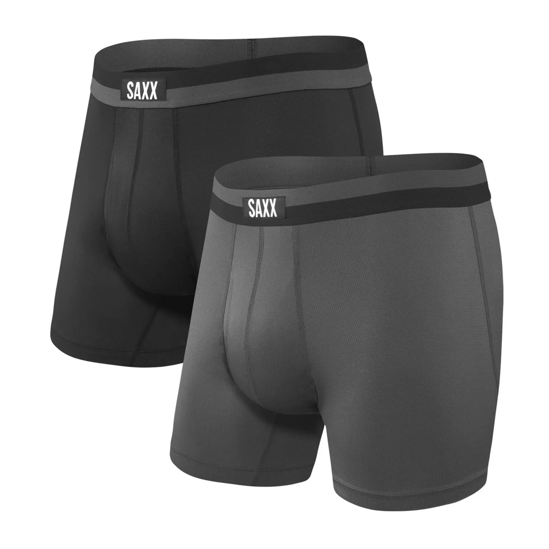 Saxx Men&#039;s Sport Mesh Fly Boxer Briefs - 2 pk - Black Digi DNA/Graphite - S