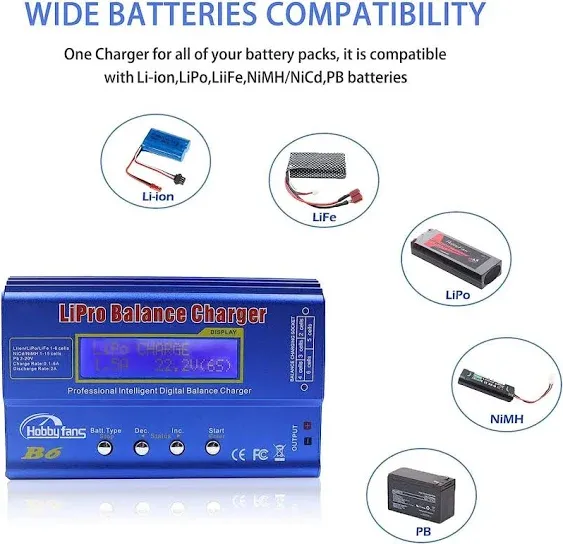 B6 mini professional balance charger/discharger with power supply for 1s-6s lipo